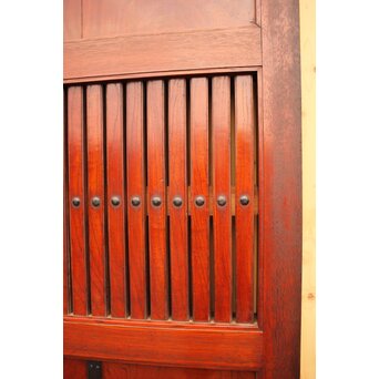 天地腰板巾着金具玉杢総欅格子蔵戸　W516Y 