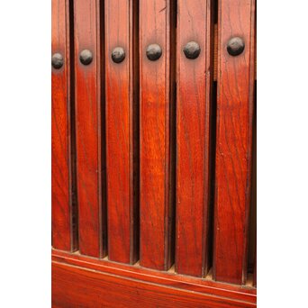 天地腰板巾着金具玉杢総欅格子蔵戸　W516Y 