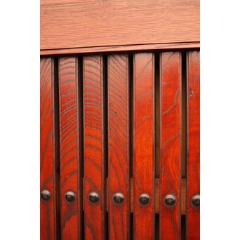 天地腰板巾着金具玉杢総欅格子蔵戸　W516Y 