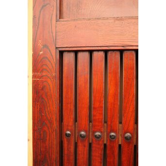 天地腰板巾着金具玉杢総欅格子蔵戸　W516Y 