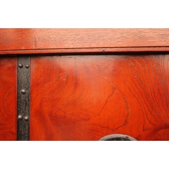 天地腰板巾着金具玉杢総欅格子蔵戸　W516Y 