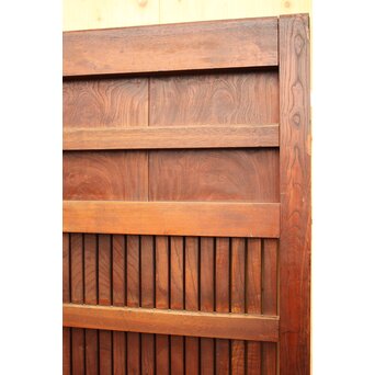 天地腰板巾着金具玉杢総欅格子蔵戸　W516Y 