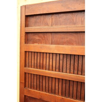 天地腰板巾着金具玉杢総欅格子蔵戸　W516Y 