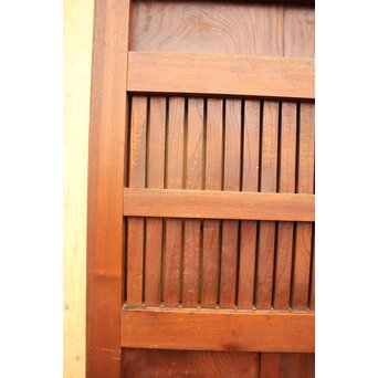 天地腰板巾着金具玉杢総欅格子蔵戸　W516Y 