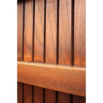 天地腰板巾着金具玉杢総欅格子蔵戸　W516Y 