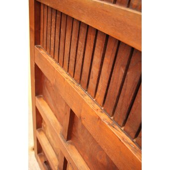 天地腰板巾着金具玉杢総欅格子蔵戸　W516Y 