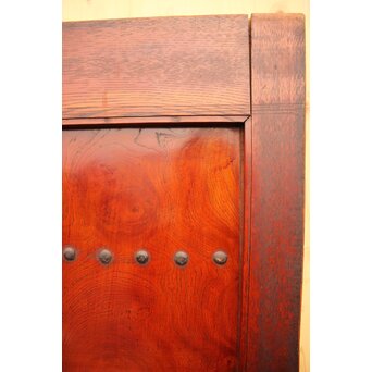 天地腰板巾着金具玉杢総欅格子蔵戸　W516Y 