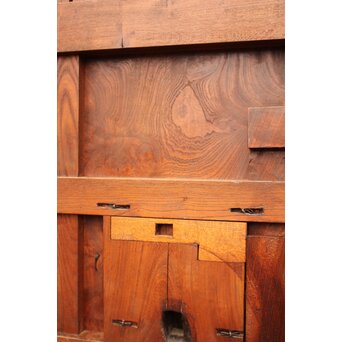 天地腰板巾着金具玉杢総欅格子蔵戸　W516Y 