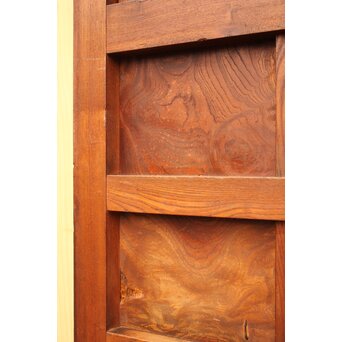 天地腰板巾着金具玉杢総欅格子蔵戸　W516Y 