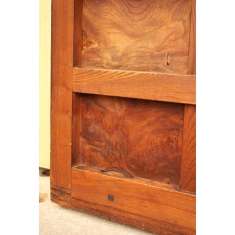 天地腰板巾着金具玉杢総欅格子蔵戸　W516Y 