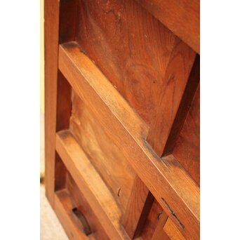 天地腰板巾着金具玉杢総欅格子蔵戸　W516Y 