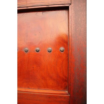 天地腰板巾着金具玉杢総欅格子蔵戸　W516Y 