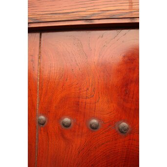 天地腰板巾着金具玉杢総欅格子蔵戸　W516Y 