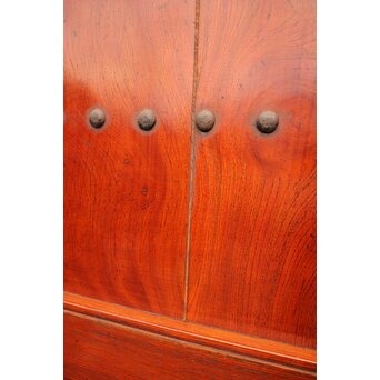 天地腰板巾着金具玉杢総欅格子蔵戸　W516Y 