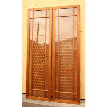 特大両面ガラス多種組子欄間/建具　2枚1組　R1994