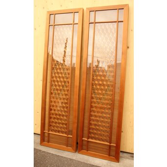 特大両面ガラス多種組子欄間/建具　2枚1組　R1994 
