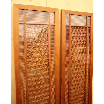 特大両面ガラス多種組子欄間/建具　2枚1組　R1994 
