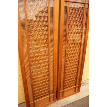 特大両面ガラス多種組子欄間/建具　2枚1組　R1994 