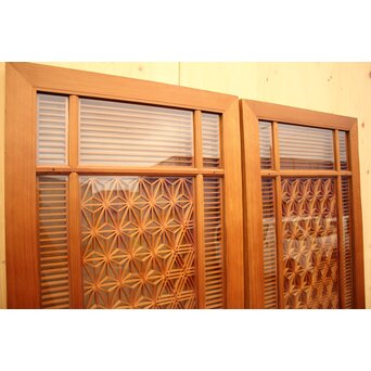 特大両面ガラス多種組子欄間/建具　2枚1組　R1994 