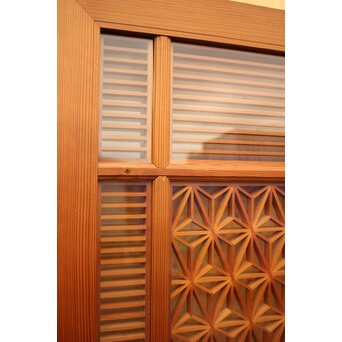 特大両面ガラス多種組子欄間/建具　2枚1組　R1994 