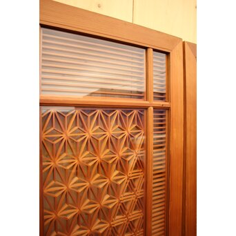 特大両面ガラス多種組子欄間/建具　2枚1組　R1994 