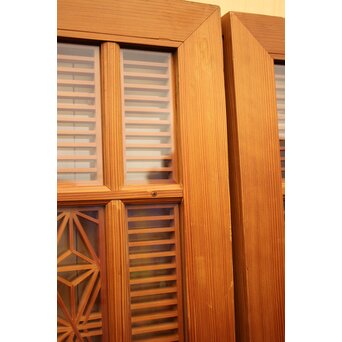 特大両面ガラス多種組子欄間/建具　2枚1組　R1994 