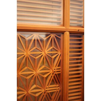 特大両面ガラス多種組子欄間/建具　2枚1組　R1994 