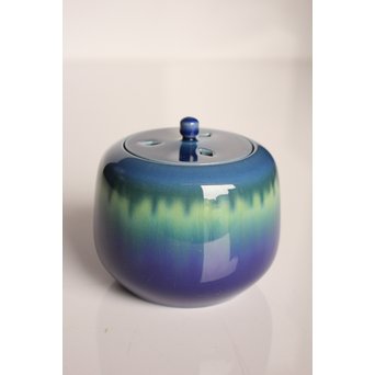 人間国宝　三代徳田八十吉作 金文字銘　耀彩香炉　K392 