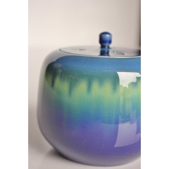 人間国宝　三代徳田八十吉作 金文字銘　耀彩香炉　K392 