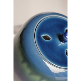 人間国宝　三代徳田八十吉作 金文字銘　耀彩香炉　K392 