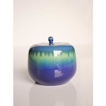 人間国宝　三代徳田八十吉作 金文字銘　耀彩香炉　K392