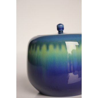 人間国宝　三代徳田八十吉作 金文字銘　耀彩香炉　K392 