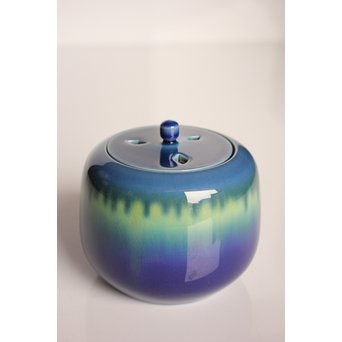 人間国宝　三代徳田八十吉作 金文字銘　耀彩香炉　K392 