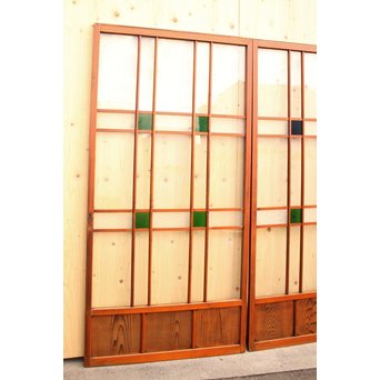 緑の色ガラスの建具　2枚1組　GD1006 