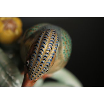 三代 真葛香山/宮川香山 青磁釉河骨二翡翠 菓子器　K402 