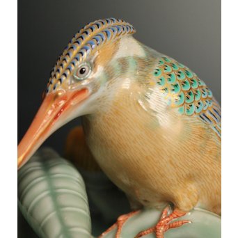 三代 真葛香山/宮川香山 青磁釉河骨二翡翠 菓子器　K402 