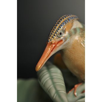 三代 真葛香山/宮川香山 青磁釉河骨二翡翠 菓子器　K402 