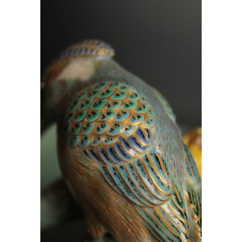 三代 真葛香山/宮川香山 青磁釉河骨二翡翠 菓子器　K402 