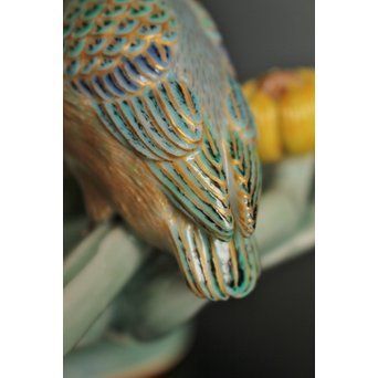 三代 真葛香山/宮川香山 青磁釉河骨二翡翠 菓子器　K402 