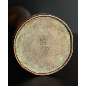 秦蔵六銘  塗金青銅立鼓式花瓶　S2880 