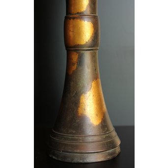 秦蔵六銘  塗金青銅立鼓式花瓶　S2880 