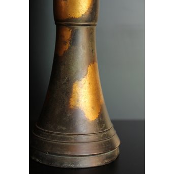 秦蔵六銘  塗金青銅立鼓式花瓶　S2880 