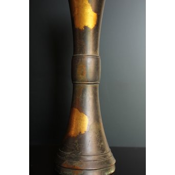 秦蔵六銘  塗金青銅立鼓式花瓶　S2880 