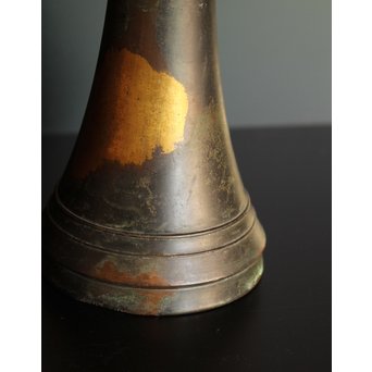 秦蔵六銘  塗金青銅立鼓式花瓶　S2880 