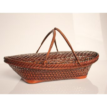 田辺竹雲斎造　盛物竹籠　S2887 