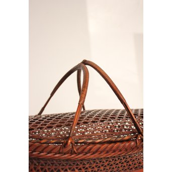 田辺竹雲斎造　盛物竹籠　S2887 