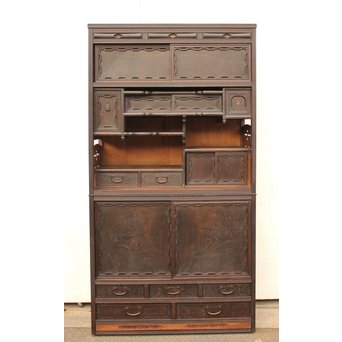 意匠細工茶箪笥/飾棚　I380