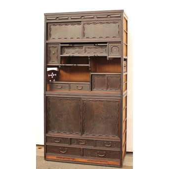 意匠細工茶箪笥/飾棚　I380 