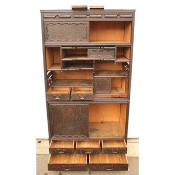 意匠細工茶箪笥/飾棚　I380 