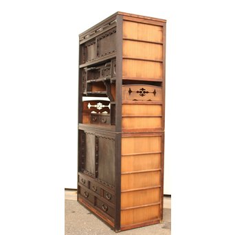 意匠細工茶箪笥/飾棚　I380 